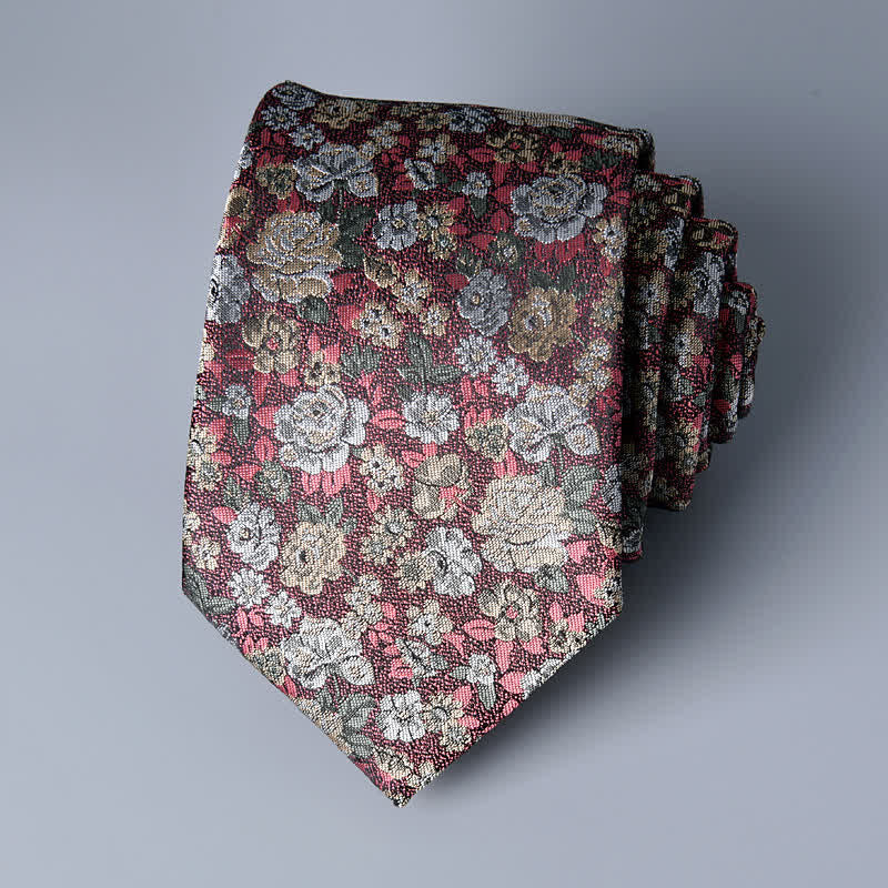RosyBrown Men's Novelty Floral Necktie