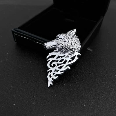 Men's Glamorous Hollow Wolf Head Brooch