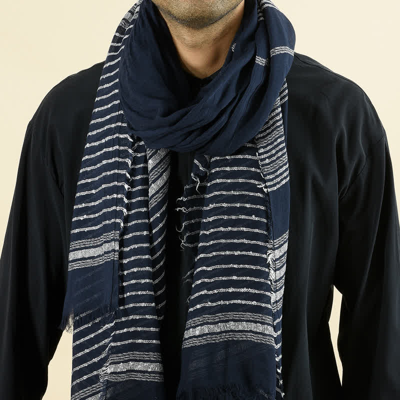 Men's Causal Horizonal Striped Soft Scarf