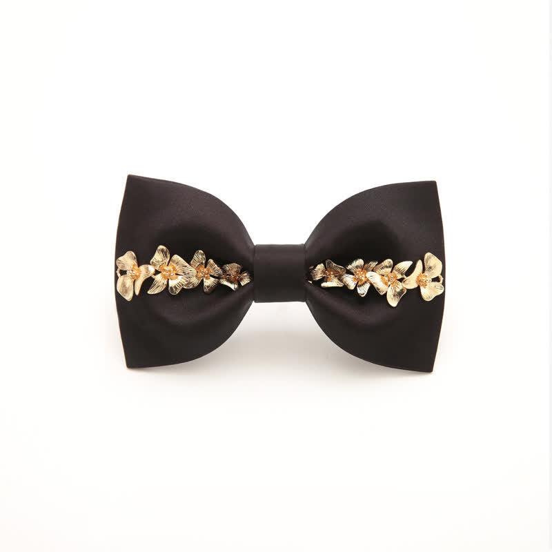 Men's Golden Flower Vine Inlaid Bow Tie