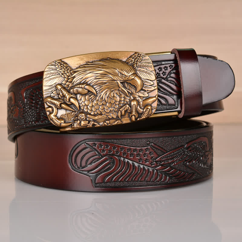 Men's Mighty Eagle Sharp Claw Automatic Buckle Leather Belt