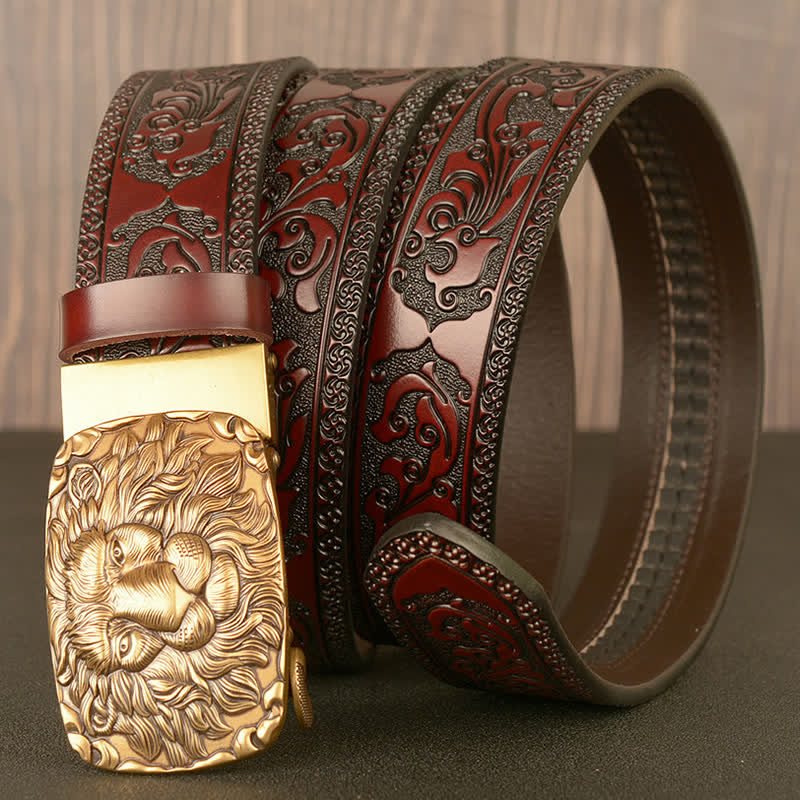 Men's Honor Male Lion Head Leather Belt