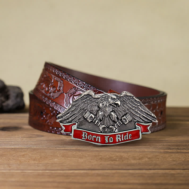 Men's DIY Born To Ride Eagle Buckle Leather Belt