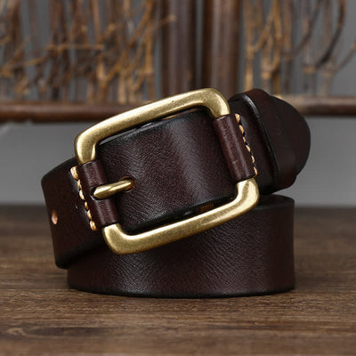 Men's Leisure Heavy Copper Buckle Leather Belt