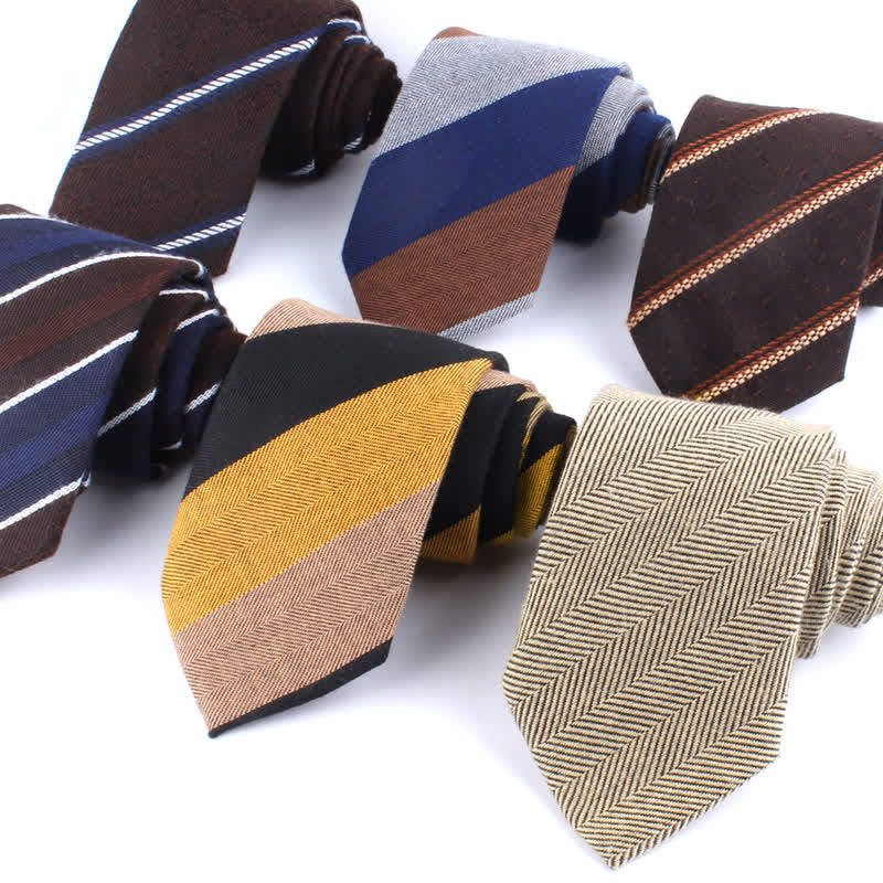 Men's British Soft Wool-like Striped Necktie