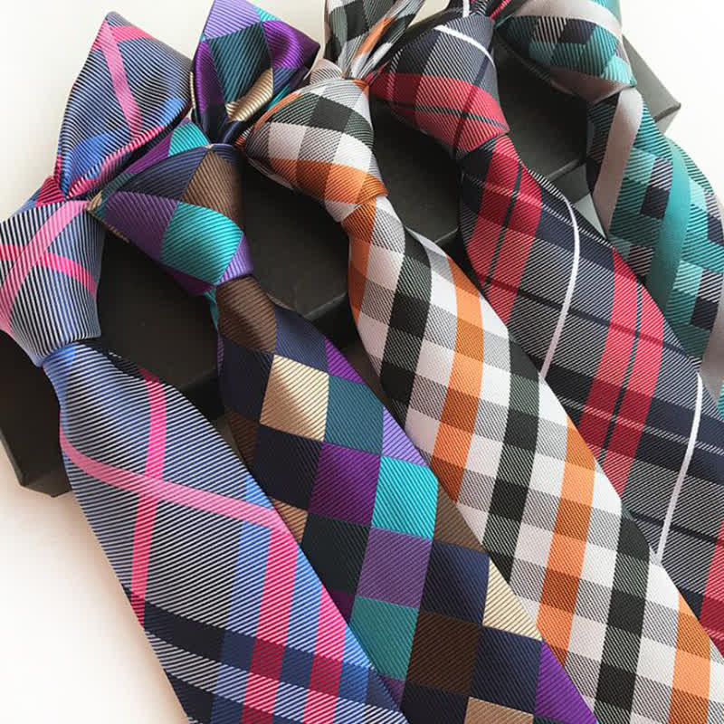 Men's Multi-colored Checked Formal Necktie