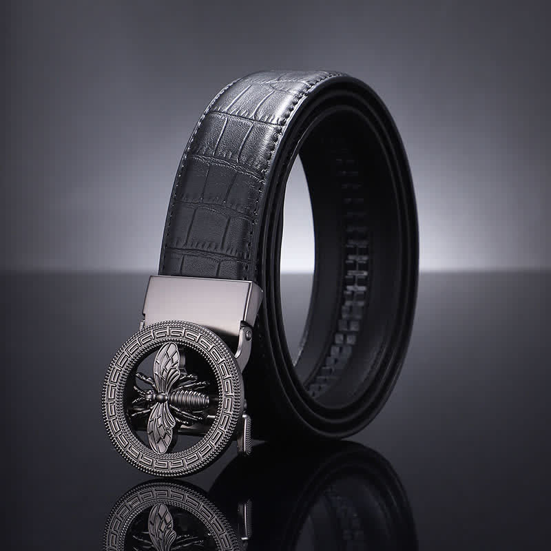 Men's Bee Round Automatic Buckle Business Leather Belt