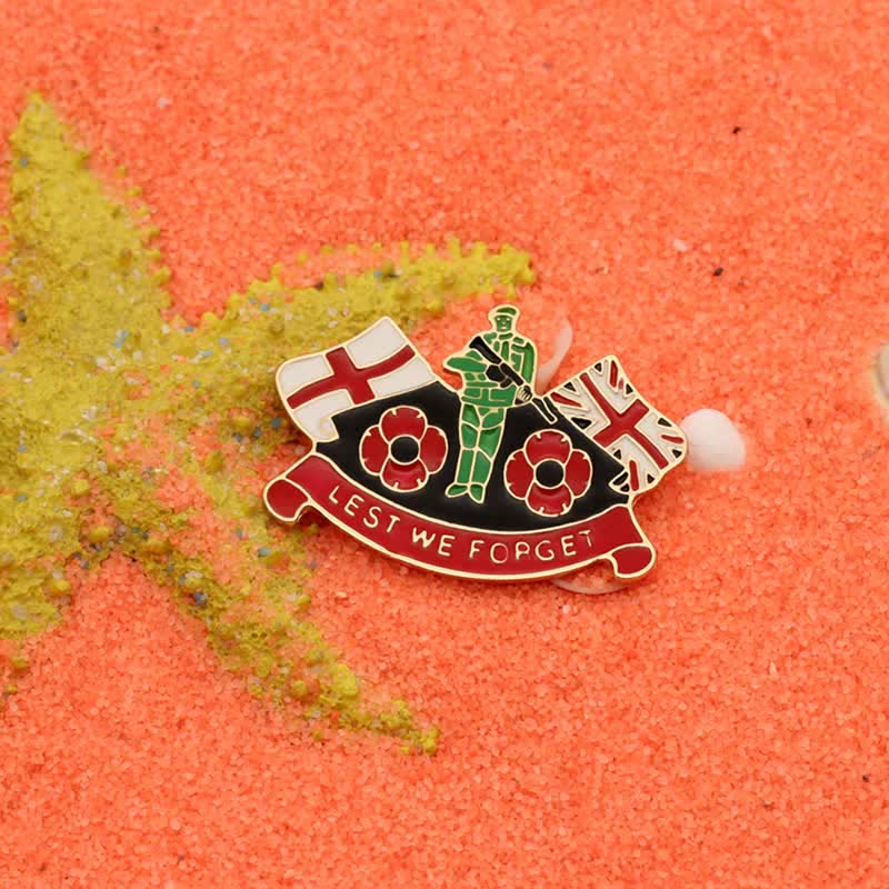 Unisex Lest We Forget Soldier Poppy Brooch