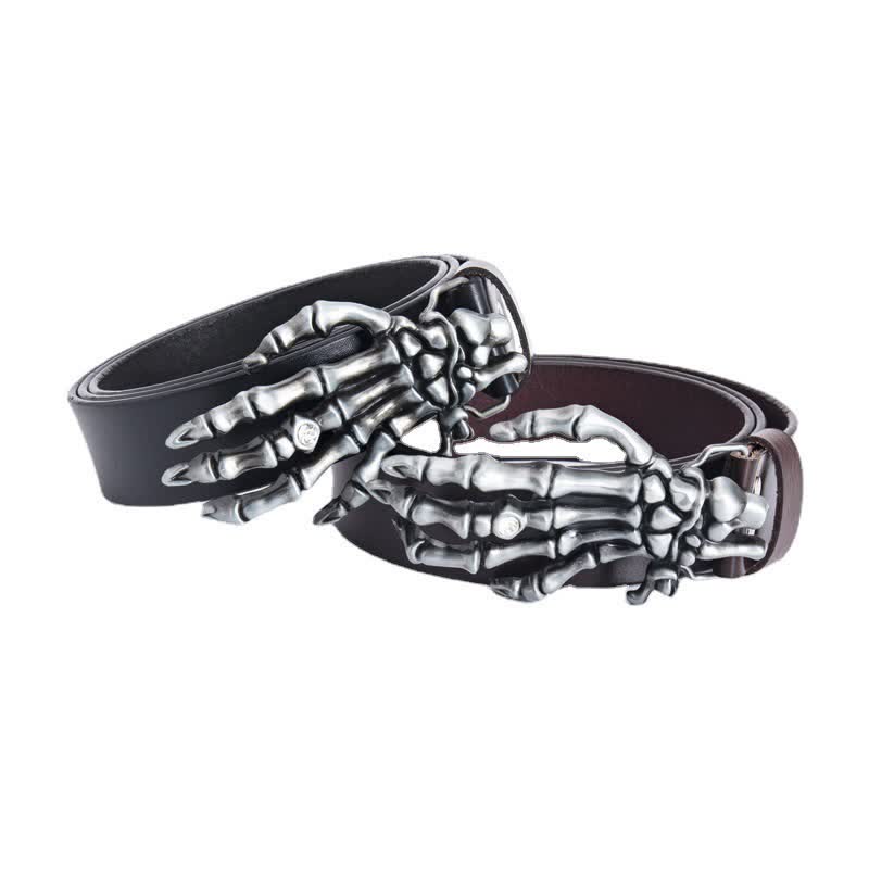 Men's Rock Punk Skeleton Hand Leather Belt