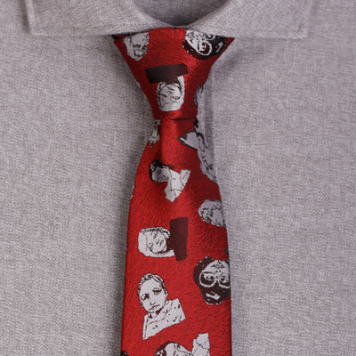 Men's Crimson Art Head Portrait Necktie