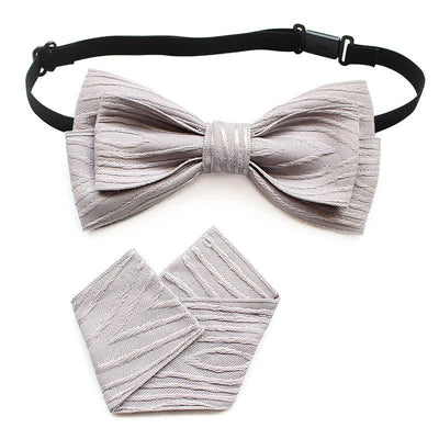 2Pcs Men's Pleated Striped Bow Tie Set