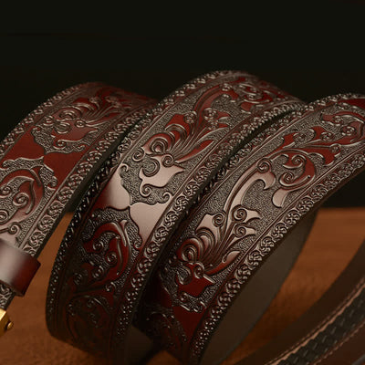Men's Scorpion Embossed Engraved Leather Belt