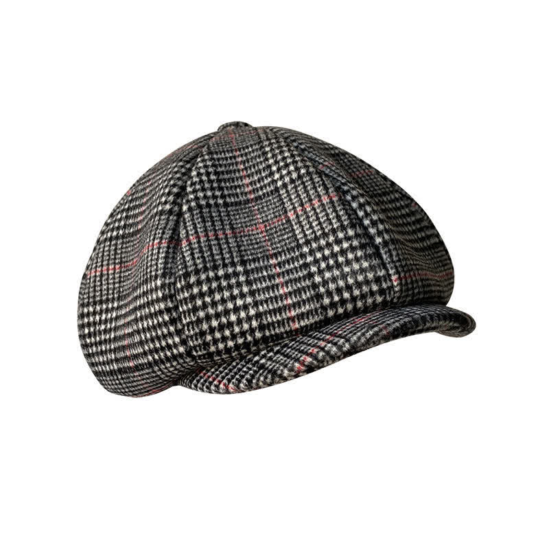 British Black & White Chequered Octagonal Beret Cap