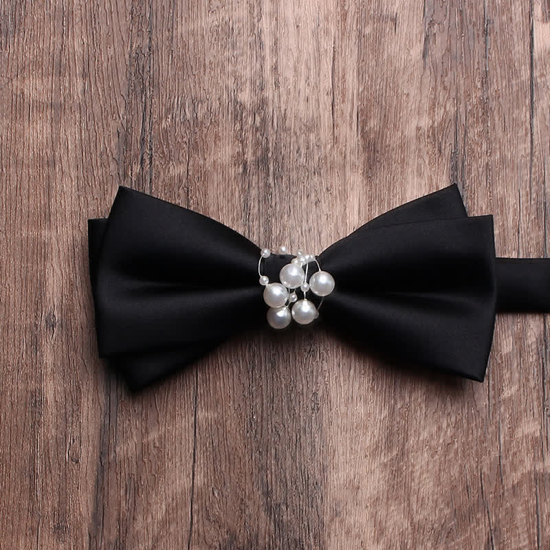 Men's Black Personality Pearls Bow Tie