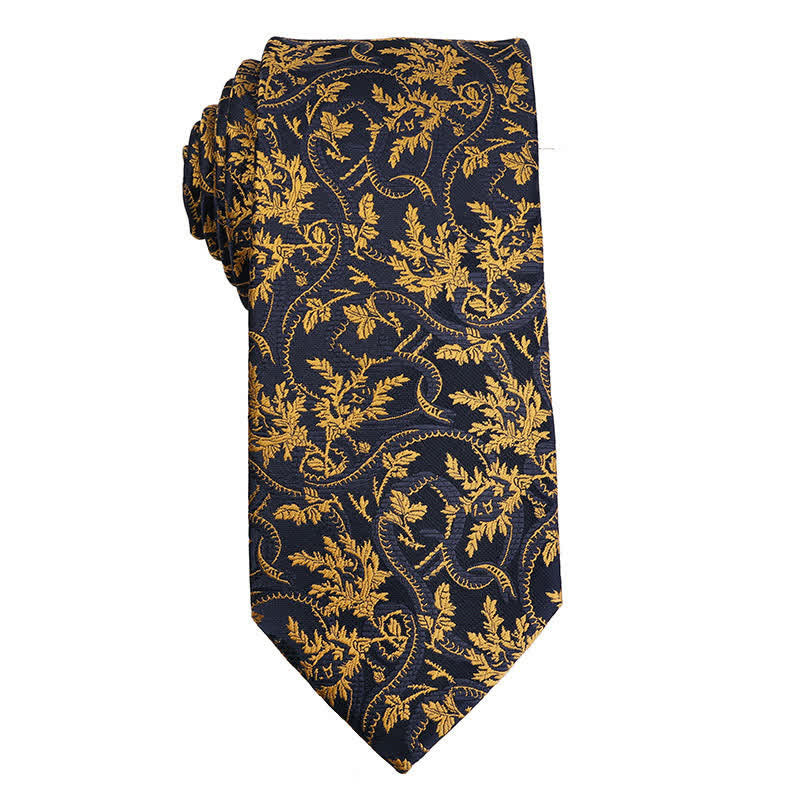 Men's Gold Orange Series Paisley Floral Necktie